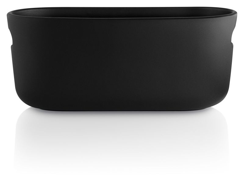 Schwarzer Eva Solo Kräutertopf zur Selbstbewässerung, ideal für frische Kräuter in der Küche.